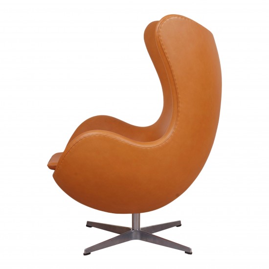 Reupholstered Arne Jacobsen Egg chair Cognac anilin leather